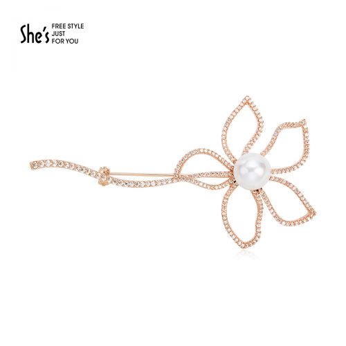 Broche femme SHES GIRL en Alliage argent et plaqué or - Ref 1176560