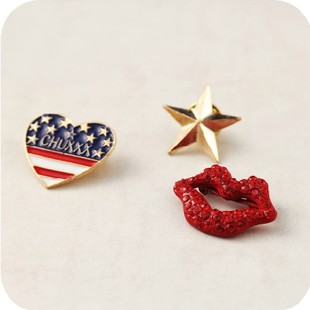 Broche Lovers en Alliage argent et plaqué or - Ref 1176728