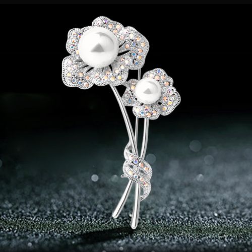 Broche femme LADY COLOUR en Alliage argent et plaqué or - Ref 1177024