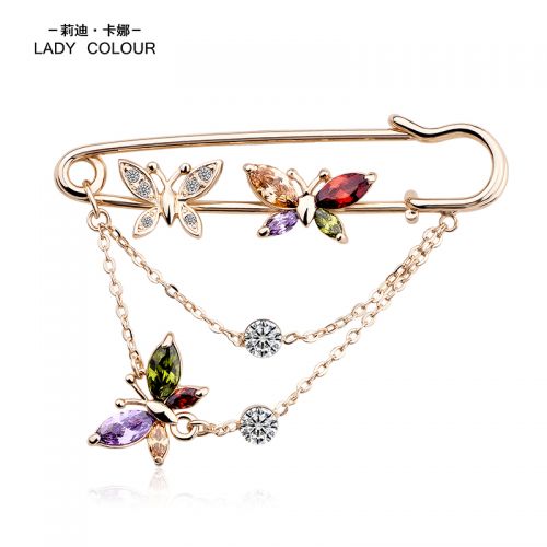 Broche femme LADY COLOUR en Alliage argent et plaqué or - Ref 1177304