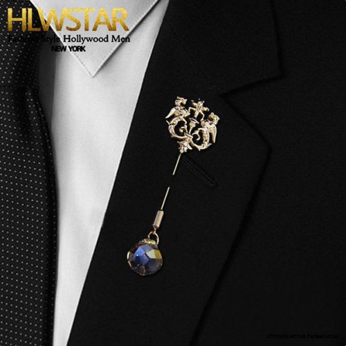 Broche homme HOLLYWOODMEN en Alliage argent et plaqué or - Ref 1177736