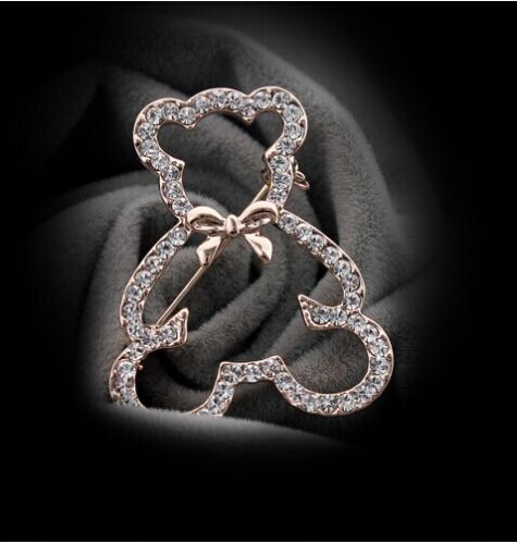 Broche Lovers en Alliage argent et plaqué or - Ref 1177833