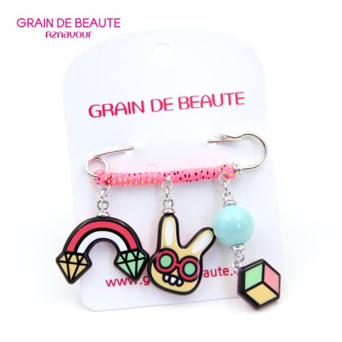 Broche GRAIN DE BEAUTE en fibre végétale - Ref 1178025