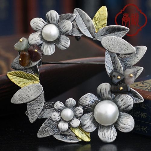 Broche femme en Alliage argent et plaqué or - Ref 1178180