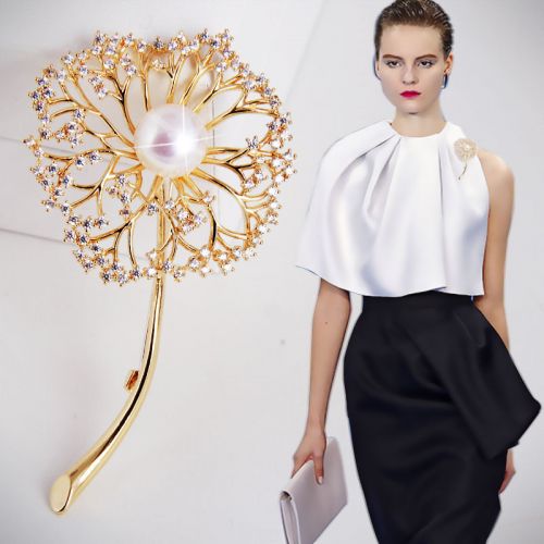 Broche femme en Alliage argent et plaqué or - Ref 1178455