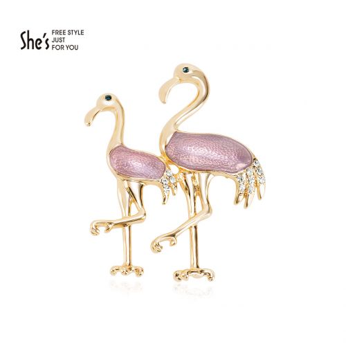 Broche femme SHES en Alliage argent et plaqué or - Ref 1178461