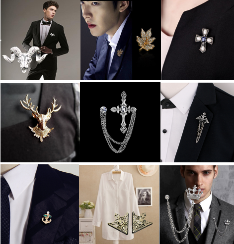 Broche homme en Alliage argent et plaqué or - Ref 1179195