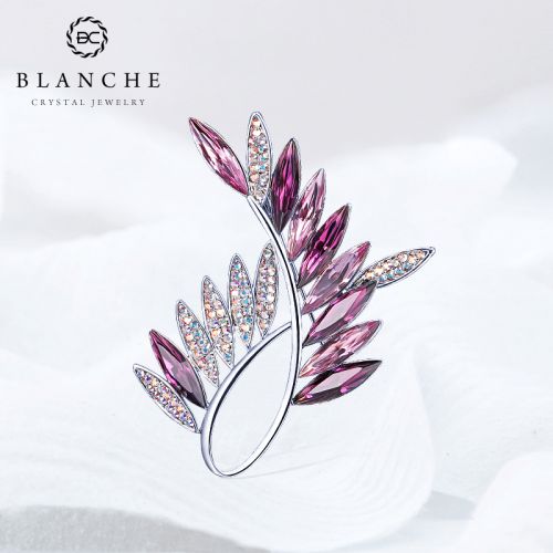 Broche femme BLANCHE en cristal autrichien - Ref 1182138