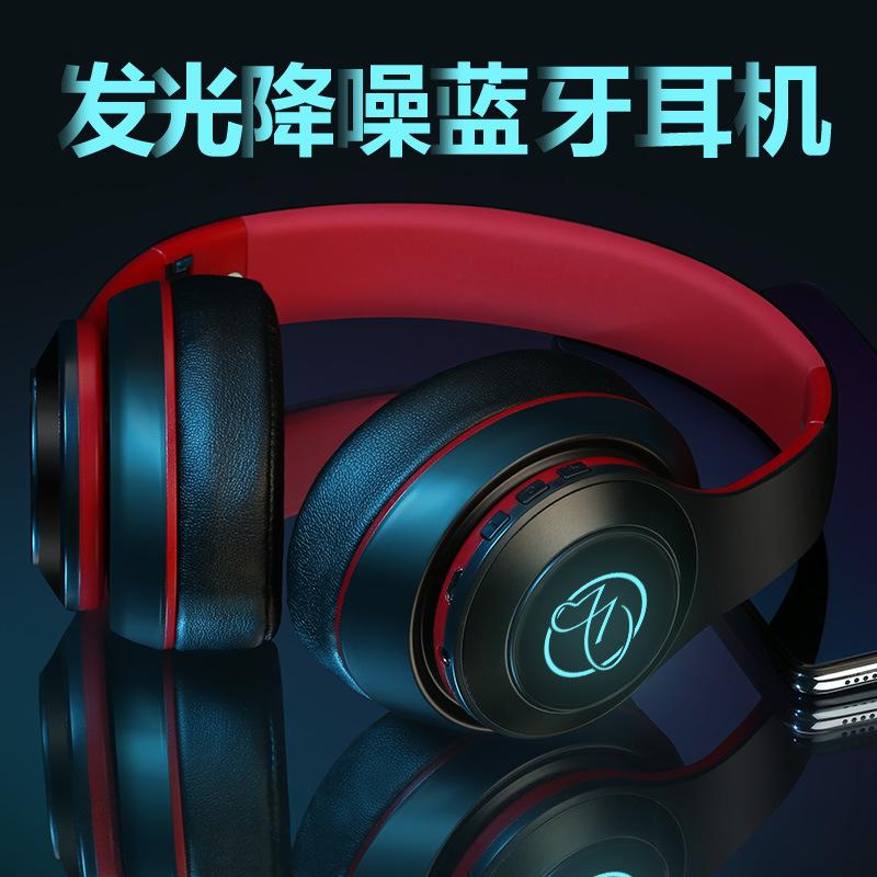 Casque bluetooth Bluetooth de sport Ecouteur pliable monté sur la tête Headset éclairant Écouteurs musique avec commande vocale fonction appel - Ref 3380423