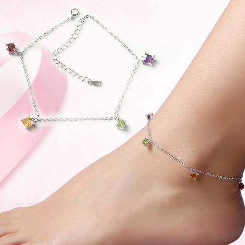 Chaine de cheville Femme en Cristal naturel pierre semi-precieuse - Ref 3103765