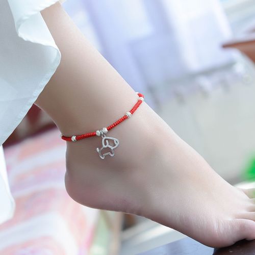 Chaine de cheville Femme en Corde rouge - Ref 3103931