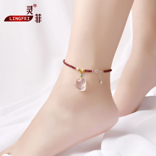 Chaine de cheville Femme en Cristal naturel pierre semi-precieuse - Ref 3104182