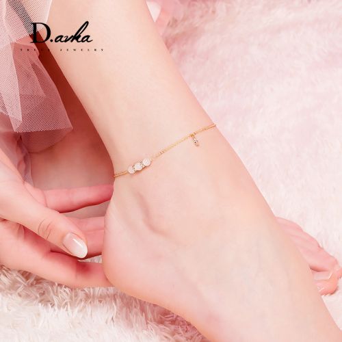 Chaine de cheville Femme DAVKA en Alliage argent plaque or - Ref 3104675