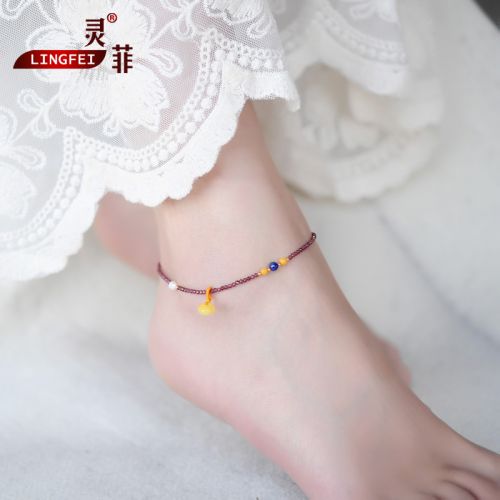 Chaine de cheville Femme en Cristal naturel pierre semi-precieuse - Ref 3104738