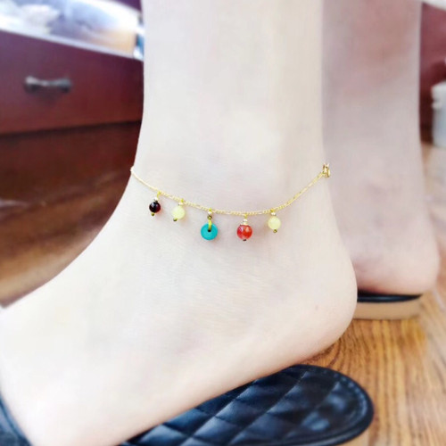 Chaine de cheville Femme en Cristal naturel pierre semi-precieuse - Ref 3104761