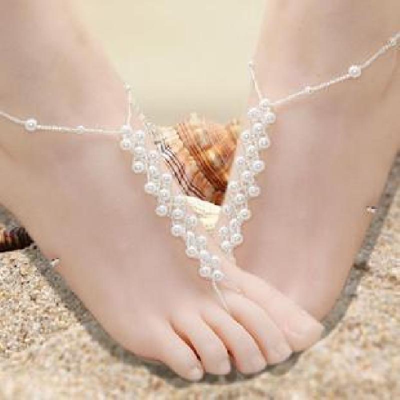 Chaîne de cheville imitation perle - Ref 3425683