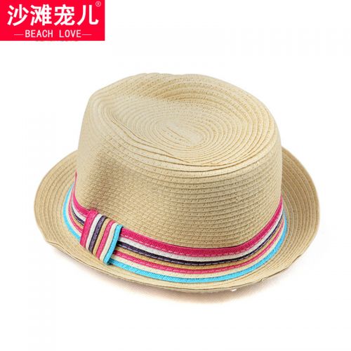 Chapeau pour homme Flat Top BEACH LOVE en paille - Ref 1925916