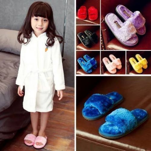 Chaussons enfants en pour hiver - semelle caoutchouc antidérapant Ref 1005842