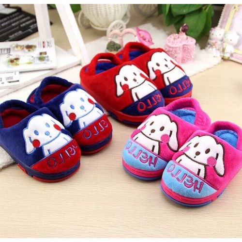 Chaussons enfants en coton pour hiver - semelle caoutchouc Ref 1007996