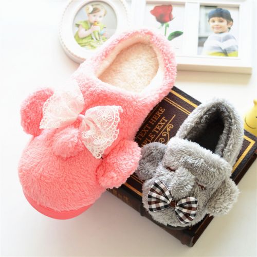 Chaussons enfants en pour hiver - semelle caoutchouc antidérapant Ref 1008828