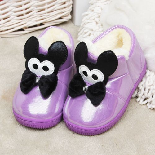 Chaussons enfants en similicuir pour hiver - semelle caoutchouc antidérapant Ref 1010463