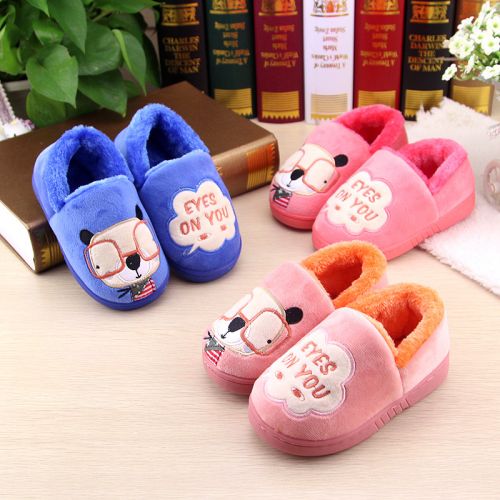 Chaussons enfants en coton pour hiver - semelle caoutchouc naturel Ref 1018135
