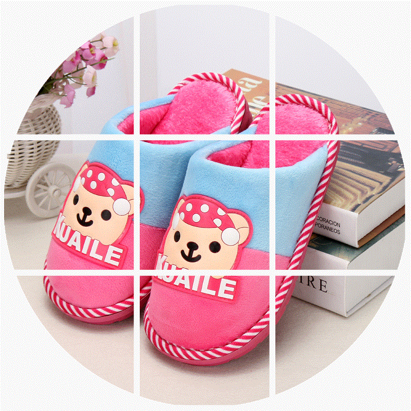 Chaussons enfants en coton pour hiver - semelle caoutchouc Ref 1028406