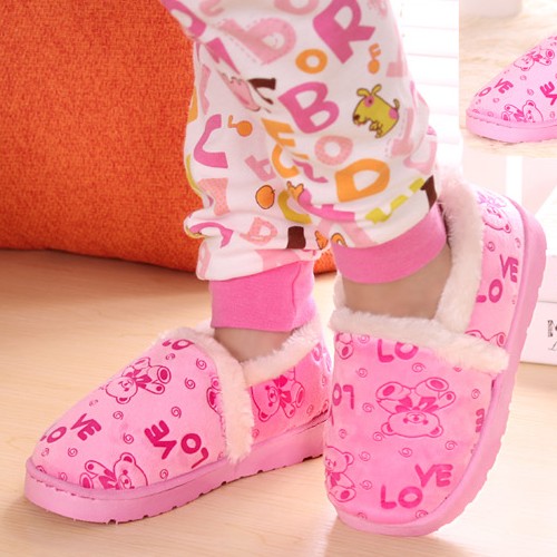 Chaussons enfants en pour hiver - semelle caoutchouc Ref 1032350