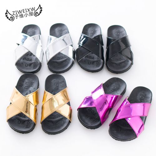 Chaussons enfants en Cuir spatial pour été - semelle plastique Ref 1033313