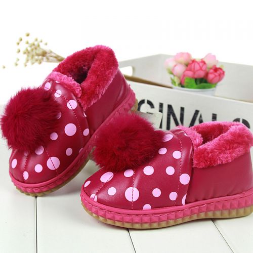 Chaussons enfants en similicuir pour hiver - semelle caoutchouc antidérapant Ref 1035532