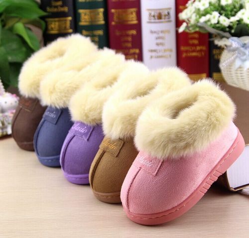 Chaussons enfants en coton pour hiver - semelle caoutchouc Ref 1035546