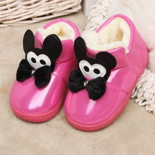 Chaussons enfants en similicuir pour hiver - semelle caoutchouc antidérapant Ref 986373