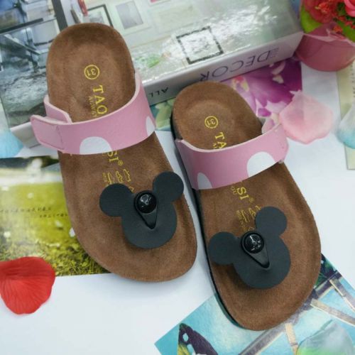 Chaussons enfants en Cuir spatial pour été - semelle bois Ref 986935