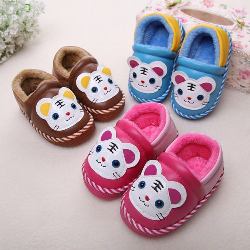 Chaussons enfants en similicuir pour hiver - semelle plastique Ref 987235