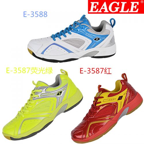  Chaussures de Badminton uniGenre EAGLE rouge fluorescence / vert - Ref 841220