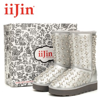 Chaussures de montagne neige en cuir vache fendu IIJIN - Ref 1067230