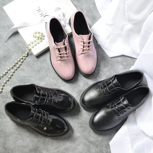 Chaussures de printemps femme en Ercengzhupi ronde ouverture profonde, avec lacets - Angleterre semelle caoutchouc 