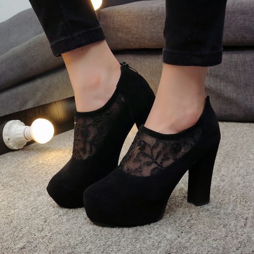 Chaussures de printemps femme en vache, Nubuck, ronde creux, étanche, engrener - sexy semelle caoutchouc