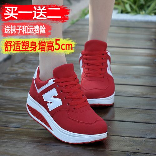 Chaussures de printemps femme en fibre Superfine ronde avec lacets, Wedges, Génoise, étanche, Avec une combinai