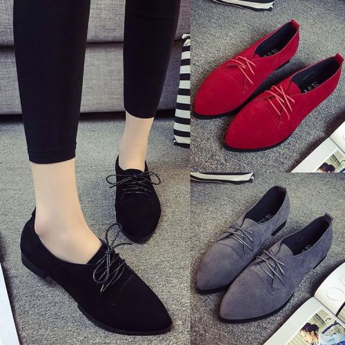 Chaussures de printemps femme en Xi Shi Cashmere pointu avec lacets, ouverture profonde- semelle caoutchouc - Ref 1000