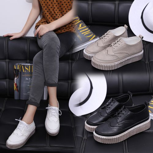 Chaussures de printemps femme en fibre Superfine ronde avec lacets, creux, Génoise, étanche - Angleterre semelle caoutcho