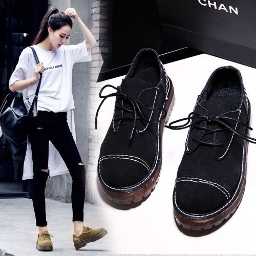 Chaussures de printemps femme en vache, Nubuck, ronde avec lacets, Génoise, étanche - Angleterre semelle TPR t