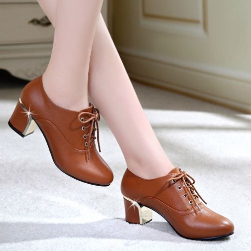 Chaussures de printemps femme en Première couche cuir ronde T-zone cambrure , Style romain - confortable semel