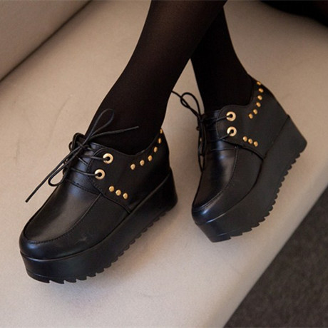 Chaussures de printemps femme en PU ronde ouverture profonde, Wedges, Génoise, étanche - loisir semelle polyuréthane Ref