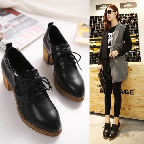 Chaussures de printemps femme en PU pointu avec lacets - collège semelle TPR Ref 1000785