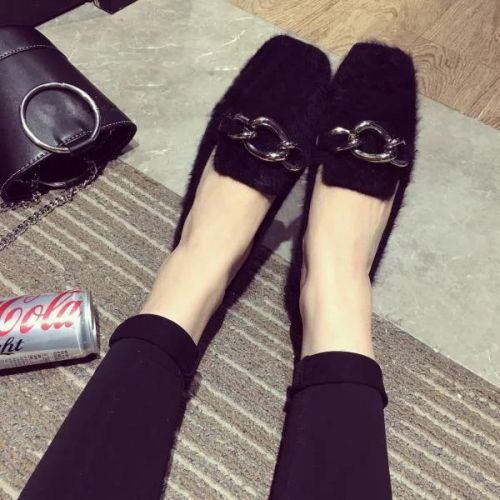 Chaussures de printemps femme en CRRCRRCRR tête carrée décoration métallique - Europe semelle caoutchouc Ref 1000803