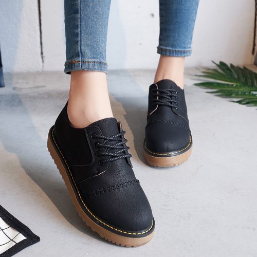 Chaussures de printemps femme en PU ronde avec lacets, étanche - Angleterre semelle TPR Ref 1000831