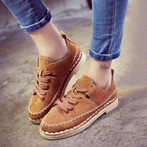 Chaussures de printemps femme en tissu ronde avec lacets - Ref 1000894
