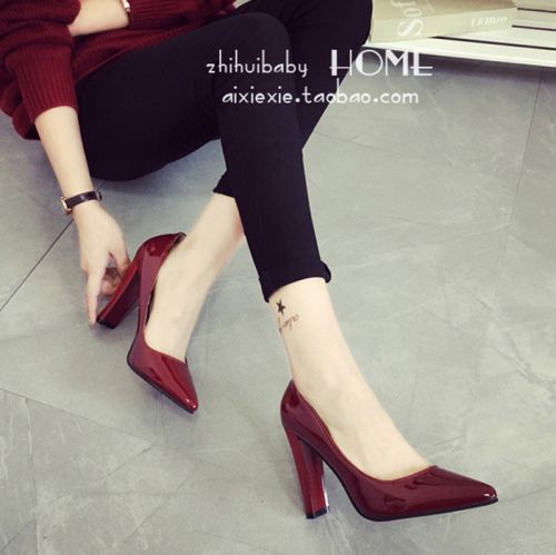 Chaussures de printemps femme en Manteau peinture pointu ouverture profonde- Europe - Ref 1000895