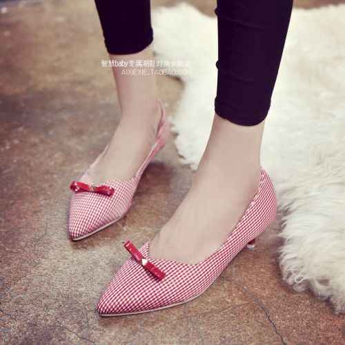 Chaussures de printemps femme en tissu pointu ouverture profonde- semelle caoutchouc - Ref 1000928